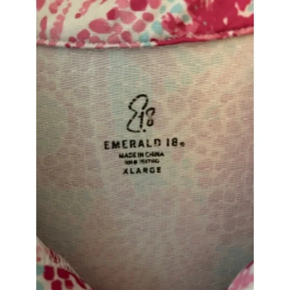 Emerald 18 Womens XL Golf Dress Pink Tropical Coral Palm Tree Quarter ZipStretch - Picture 2 of 4